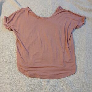 Banana Republic Factory Women's Short Sleeve Curved Hem Top Dusty Pink SZ S/P